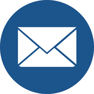 Email message icon in blue circle